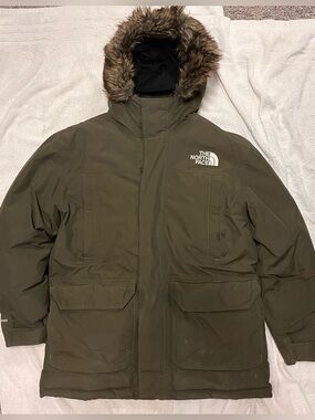 North Face Men's Olive Green McMurdo Parka with Faux Fur Hood